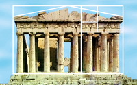 The Parthenon's facade showing an interpretation of golden rectangles in its proportions.