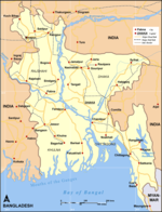 Bangladesh - also showing road and rail lines.