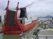 RORO carriers, such as this one at Miraflores locks, are among the largest ships to use the canal.