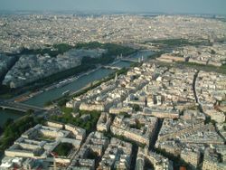 View from the top of the Eiffel tower toward North