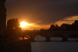 The Sun setting over the Seine.