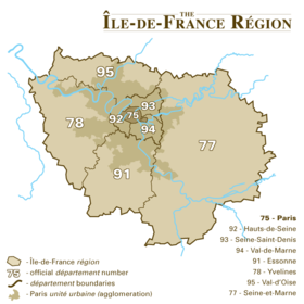 The eight départements of the Île-de-France région