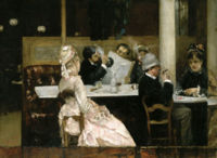 A scene of a Parisian Café, painted by Henri Gervex, 1877