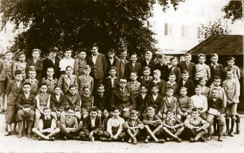 Rudolf Vrba in his Gymnasium photograph, 1935-36, fourth from the left on the bottom row. He was excluded from the school at the age of 15 because he was a Jew.