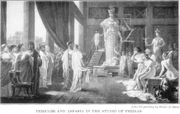 Painting of Hector Leroux (1682 - 1740), which portrays Pericles and Aspasia, admiring the gigantic statue of Athena in Phidias' studio.