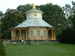 The Chinese House, designed by Johnn Gottfried Büring between 1755 and 1764; a pavilion in the Chinoiserie style: a mixture of rococo elements coupled with Oriental architecture.