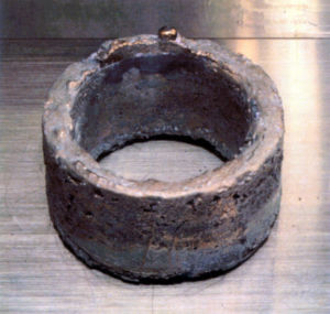 A ring of weapons-grade electrorefined plutonium, with 99.96% purity. This 5.3 kg ring is enough plutonium for use in a modern nuclear weapon.