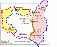 At the end of World War II, the blue territories were transferred from Poland to the Soviet Union, and the yellow territories from Germany to Poland.