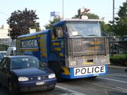 Anti-riot armoured vehicle of the police of the Canton of Vaud in Lausanne, Switzerland