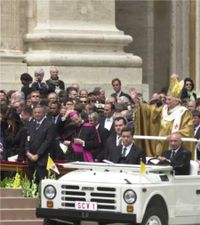 Pope Benedict XVI's first trip in the Pope's car