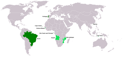 Countries and regions where Portuguese has official status.