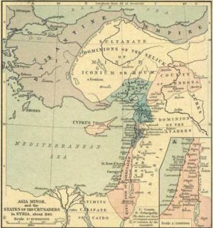 The fall of Edessa, seen here on the right of this map (c.1140), was the proximate cause of the Second Crusade.