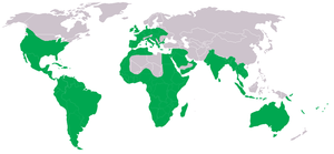 Global distribution of Tyto alba.