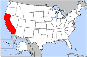 Map of the United States with California highlighted