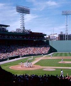 Picture of Fenway Park. Part of the "Green Monster" can be seen on the right side of this picture.