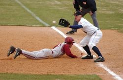 Pick-off attempt on runner (in red) at first base