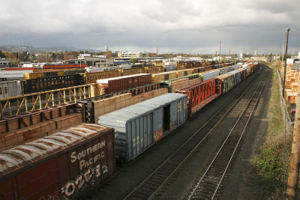 A railway yard in Portland, Oregon.