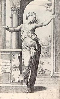 Lucretia, engraved by Raimondi after a design by Raphael