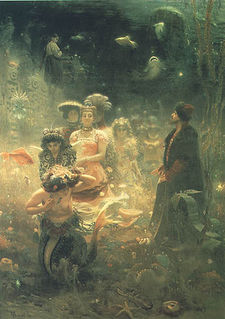 Many generations of Slavic artists were inspired by their national folklore. Illustrated above is Ilya Repin's Sadko in the Underwater Kingdom (1876).