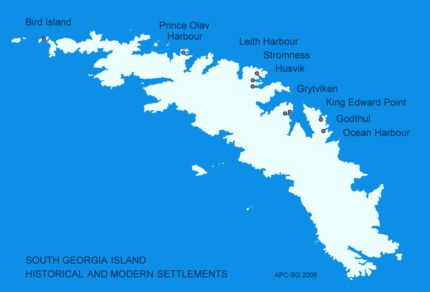 Historical and modern settlements of South Georgia Island