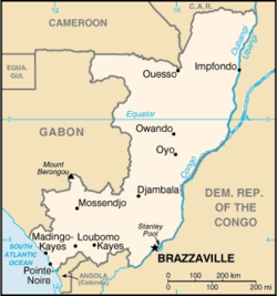Map of the Republic of the Congo.