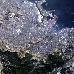 A picture of the Zona Norte of Rio de Janeiro, taken from NASA's Landsat 7