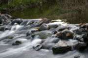 A river flowing over a slight change in topography