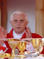 The current Pope is Benedict XVI (born Joseph Alois Ratzinger). His first encyclical is Deus Caritas Est, God is love.