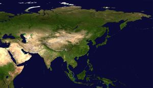 This wide-angle map of south-east Asia shows that the Strait is the most direct route from the Indian Ocean to the Pacific. The narrowness of the Strait makes it a pinch point for world shipping.