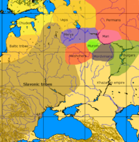 An approximative map of the cultures in European Russia at the arrival of the Varangians