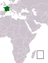 Map of France highlighting the Region of Réunion