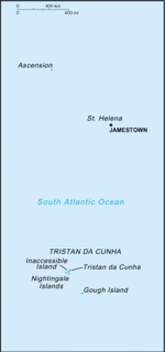 Map of Saint Helena, Ascension Island and Tristan da Cunha