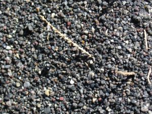Close up of black volcanic sand