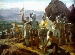 The Founding of Santiago by Pedro de Valdivia by Pedro Lira (1889)