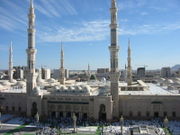 The Al-Masjid al-Nabawi is Islam's second most sacred site; the Green dome in the background stands above Muhammad's tomb