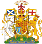 The Royal Arms of Queen Elizabeth II in Scotland. A version without the helm is used by the Scottish Executive.