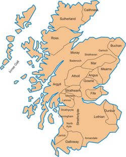 Map of Comital and other Lordships in Medieval Scotland, c. 1230.