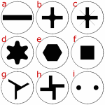 Pozidriv compared with other screws:  (a) Slotted, (b) Phillips, (c) Pozidriv, (d) Torx, (e)  Hex, (f) Robertson, (g) Tri-Wing, (h) Torq-Set, (i) Spanner