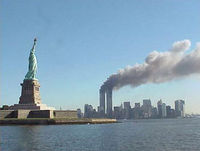 View of the WTC and the Statue of Liberty