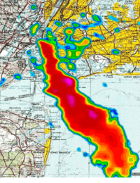 Smoke plume coming from the WTC site,  seen on Doppler radar