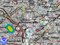 Smoke plume coming from the Pentagon site,  seen on Doppler radar