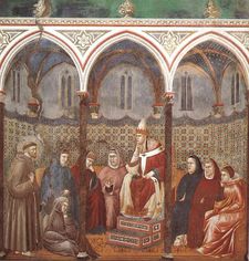St Francis preaches in the presence of pope Honorius III, ascribed to Giotto or to the Master of the Legend of St Francis
