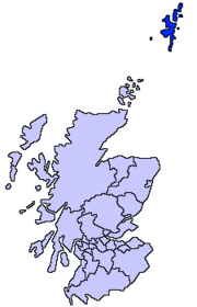 Shetland islands relative to Scotland