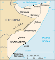 Map of Somaliland and neighbouring Somalia.