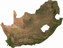 Satellite picture of South Africa.
