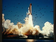 Challenger lifts off.