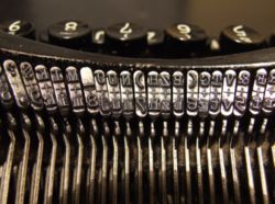 Types in a 1920's typewriter