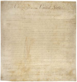 Image of the United States Bill of Rights from the U.S. National Archives and Records Administration.