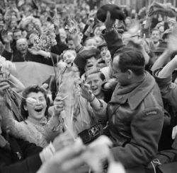 Celebrating the liberation of Utrecht by the Canadian Army, 7 May 1945