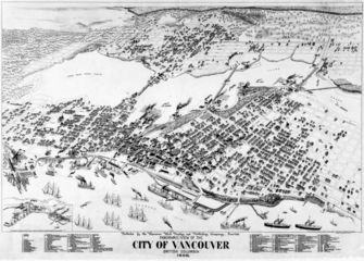 Aerial panorama of Vancouver, 1898.